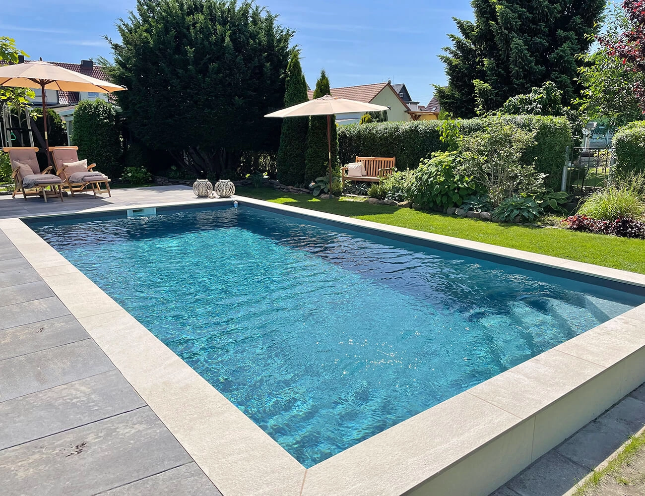 Styroporpool mit Ecktreppe