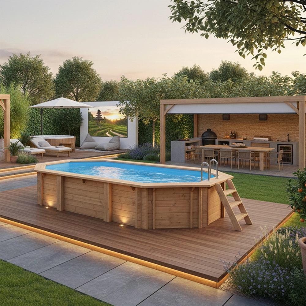 Holzpool Bali oval, 640 x 400 x 138 cm, div. Ausführungen