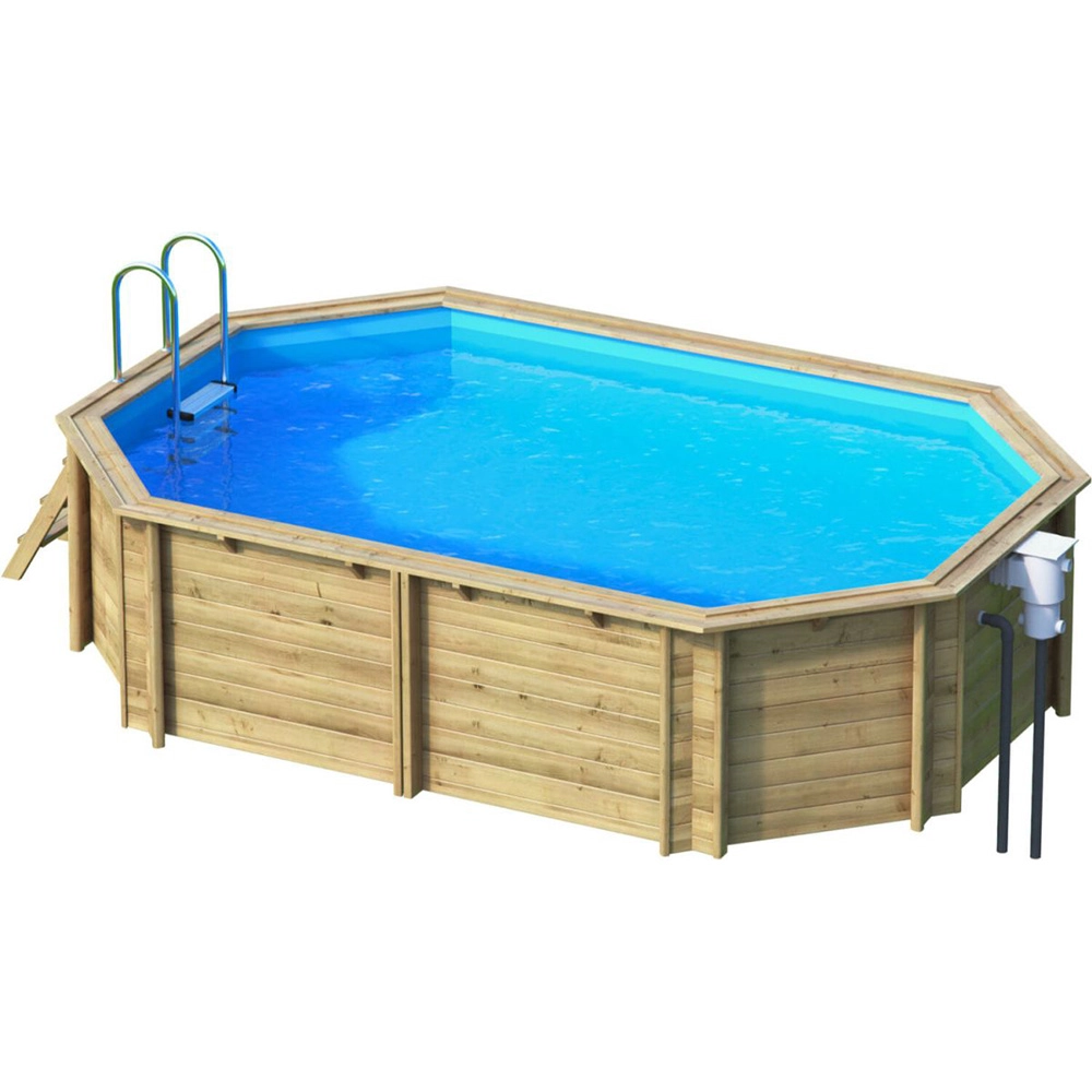 Holzpool Tropic Octo+ 510, 459 x 309 x 120 cm, Komplettset