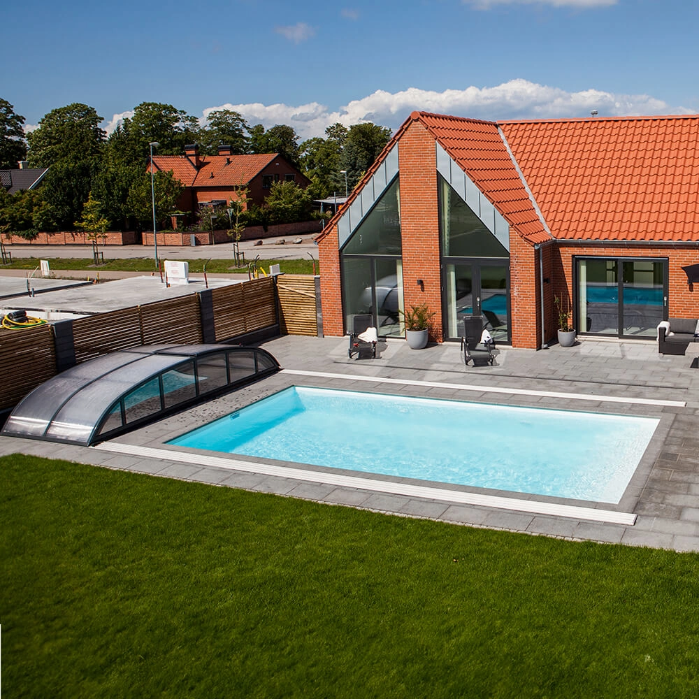 Poolüberdachung, KLASIK PRO B, 860 x 471 x 100 cm, mit Schiebetür, div. Ausführungen