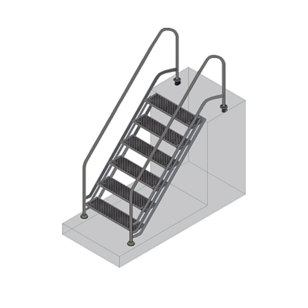 Pooltreppe V4A Edelstahl 6-stufig AISI Norm