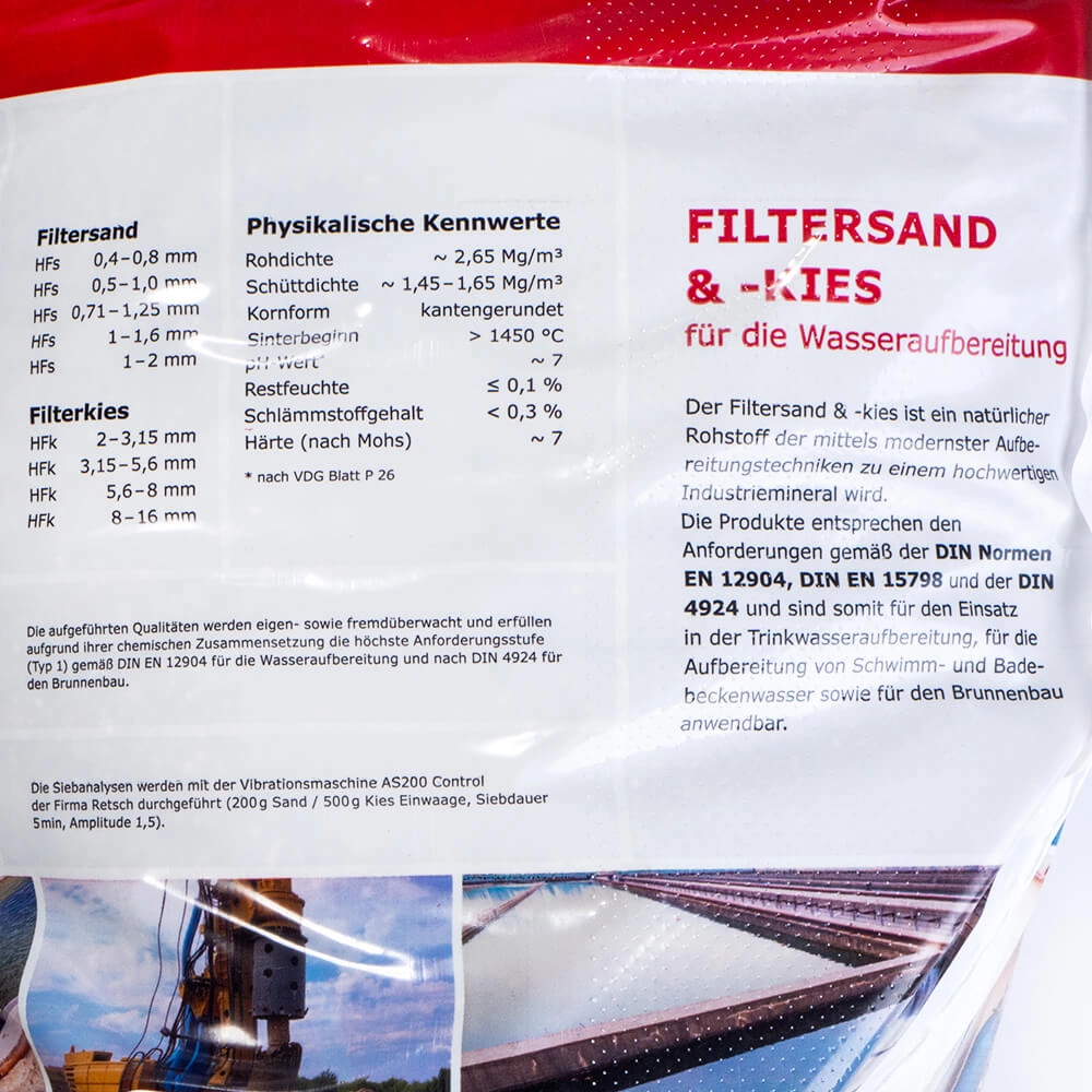 Filtersand Körnung 1,0 - 2,0 mm, 25 kg Sack