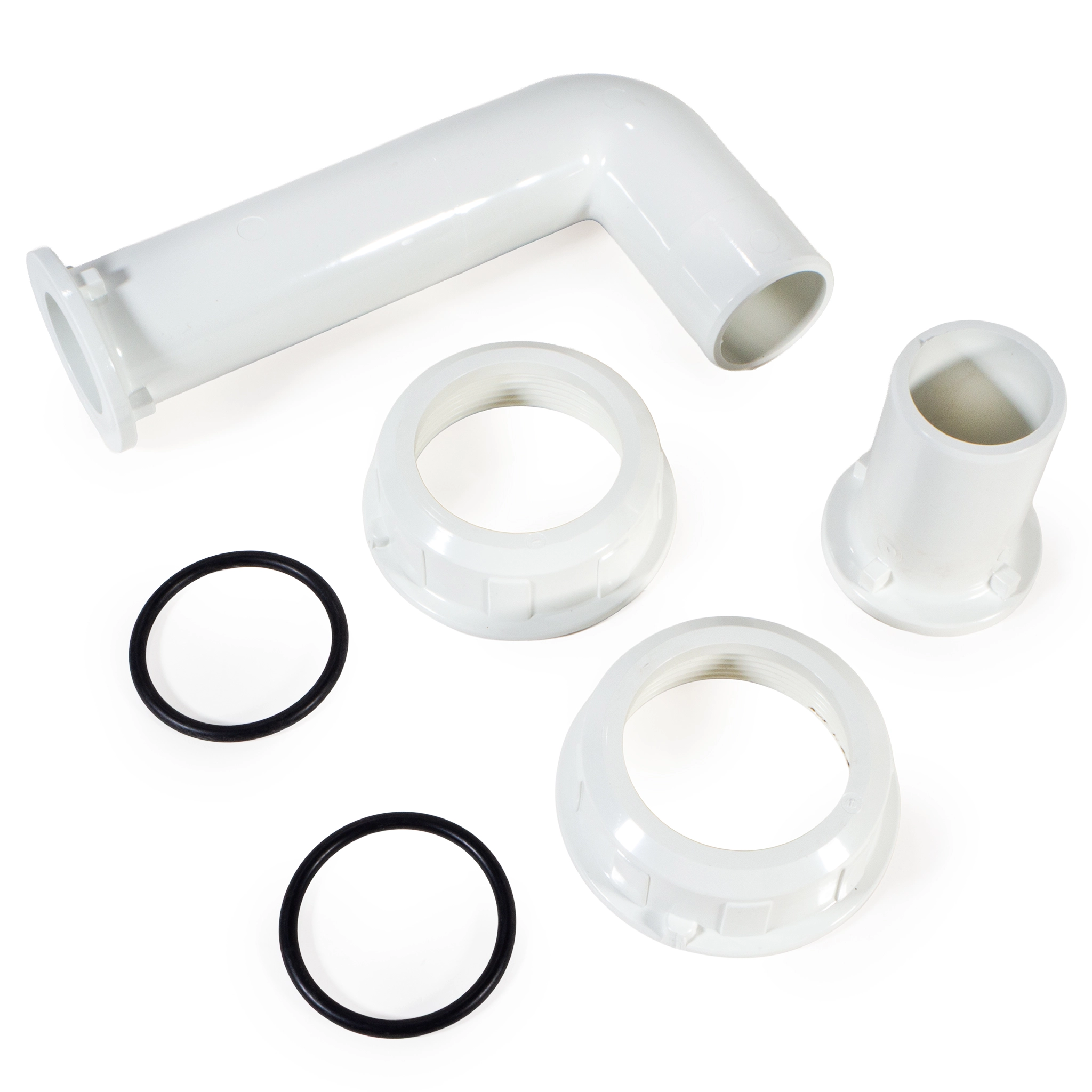 Verrohrungsset für Rückspülventil mit Überwurfmutter 1 1/2" PVC weiß D50 