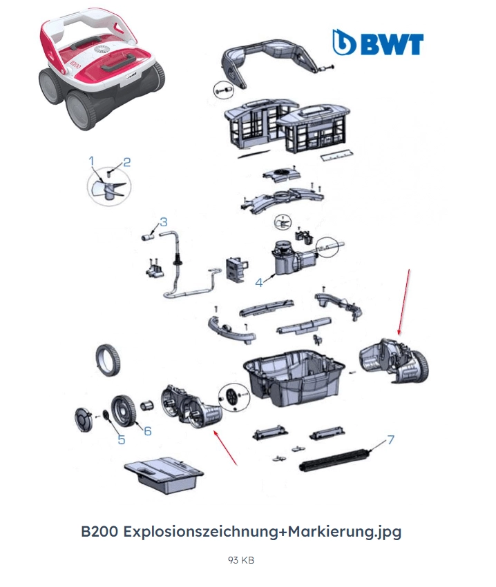 Ersatz Seitenteile Räder, Poolroboter BWT B200