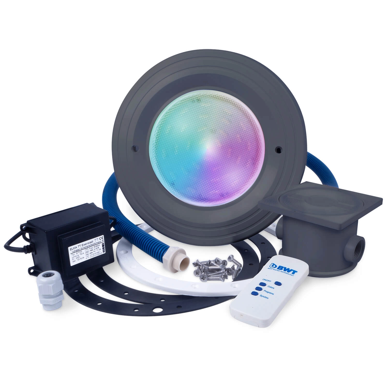 Pool Licht Premium, einzeln, LED-RGB, 12V, BWT, Blende dunkelgrau (Farbe dunkelgrau)