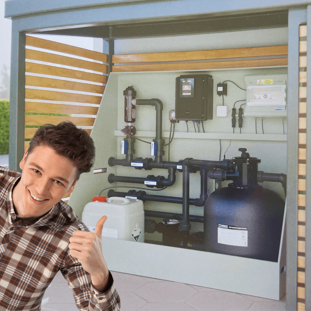 ➔ Pooltechnik richtig platzieren -  Technikwand oder Technikbox?