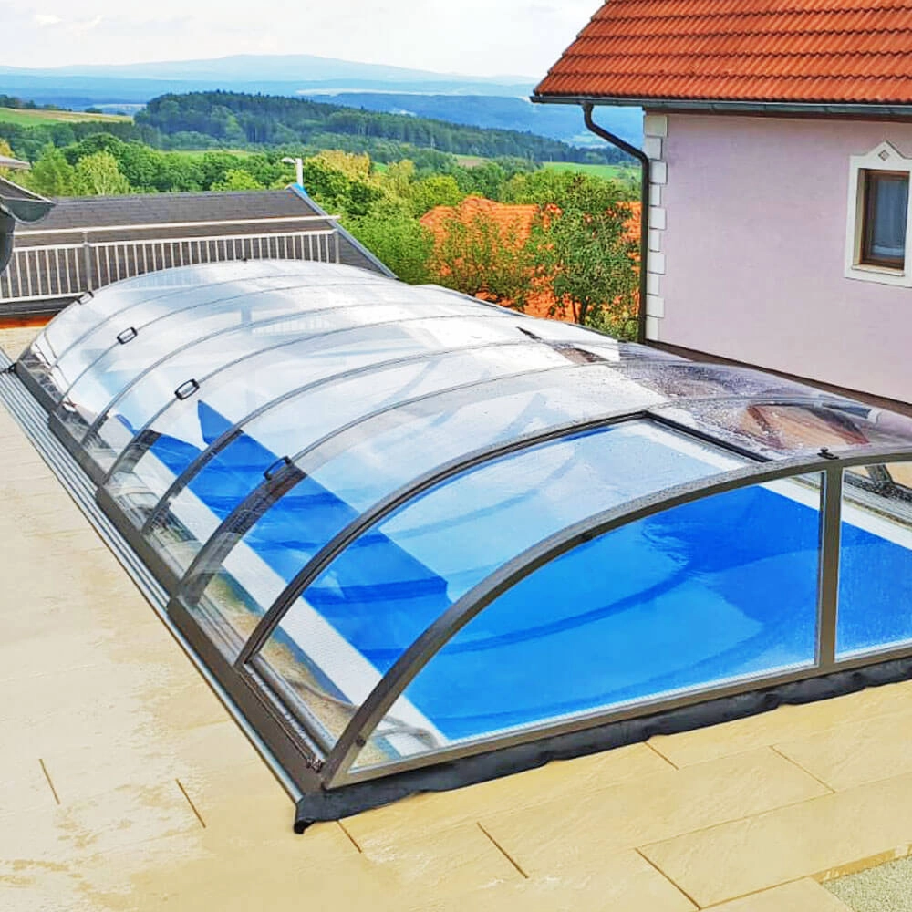 poolueberdachung_compact_klarglas-02 Poolüberdachung vormontiert, 854 x 375 x 80 cm, mit Schiebetür, COMPACT clear, div. Ausführungen