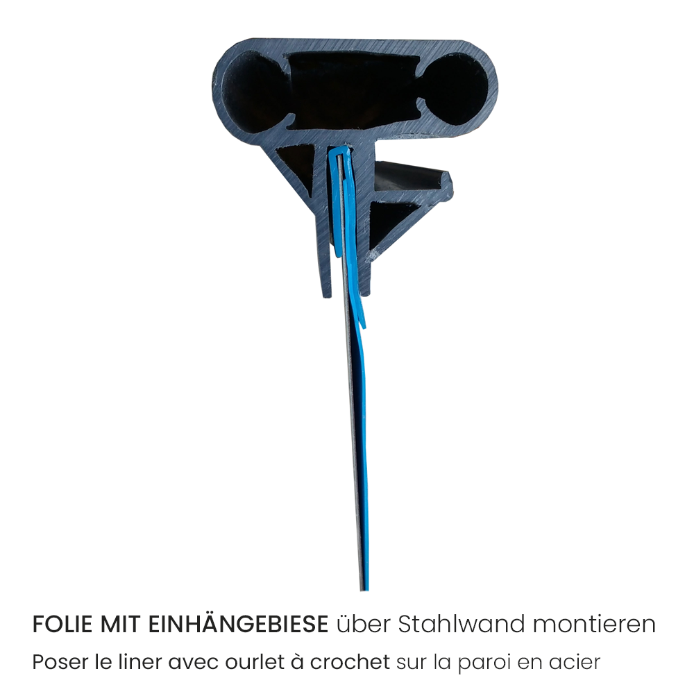 Folie mit Einhängebiese über Stahlwand montiert Folie mit Einhängebiese über Stahlwand montiert