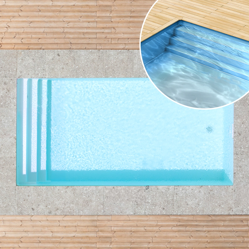 Styroporpool, 1000 x 500 x 120 cm, Basis-Bausatz mit Treppe über die ganze Breite