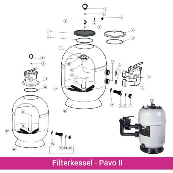 Anschluss-Set zum 6-Wege-Ventil zu Filterkessel Pavo II
