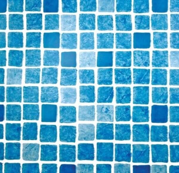 Poolfolie rund, 460 x 120 cm, 0,80 mm, mit Biese, Mosaik blau